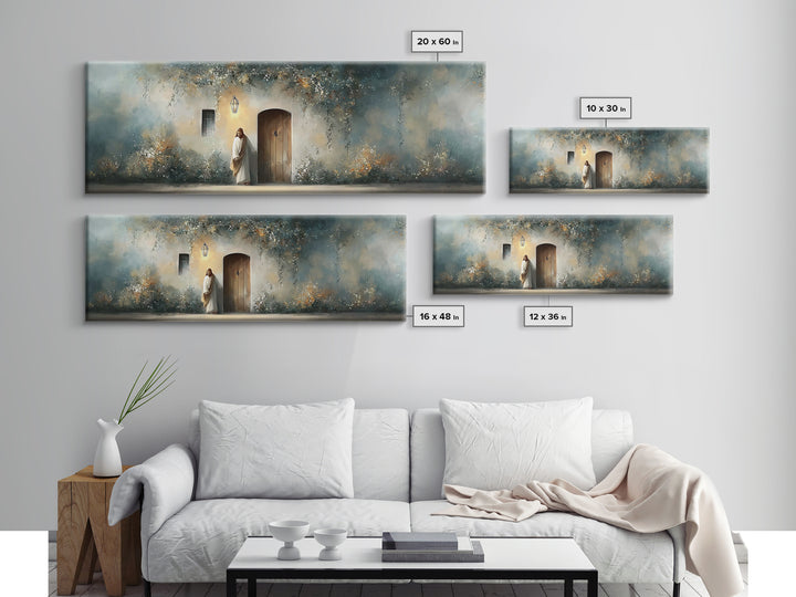 Lamp Of Hope, Framed Canvas Print, Christian Art, Jesus Painting, Panoramic Art, Christian Decor, Christian Gift, Large Christian Art, Jesu