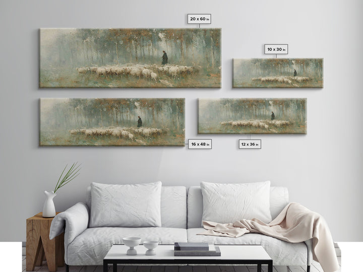 Gentle Shepherd Path – Framed Canvas Print – Panoramic Art – Christian Wall Art – Christian Art Canvas – Jesus Painting – Christmas Art