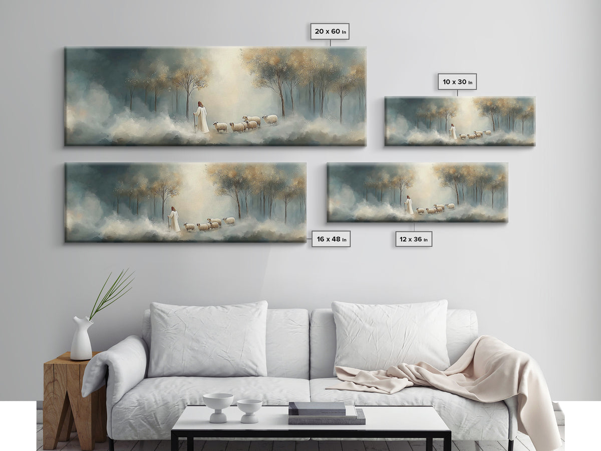 Light Of Mercy | Framed Canvas Print | Panoramic Wall Art | Christian Art Print | Jesus Painting | Christian Christmas Art | Modern Christi