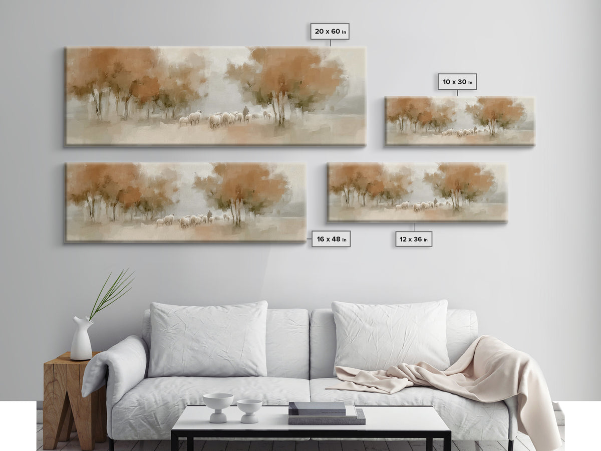 Autumn Grace Trail, Framed Canvas Print, Panoramic Painting, Christian Wall Art, Jesus Canvas Art, Vintage Christian Art, Christmas Wall Ar