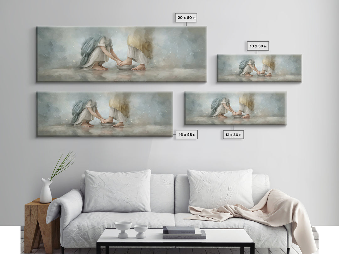 Humble Offering Light, Framed Canvas Print, Christian Wall Art, Christian Art Canvas, Panoramic Print, Jesus Painting, Christian Painting