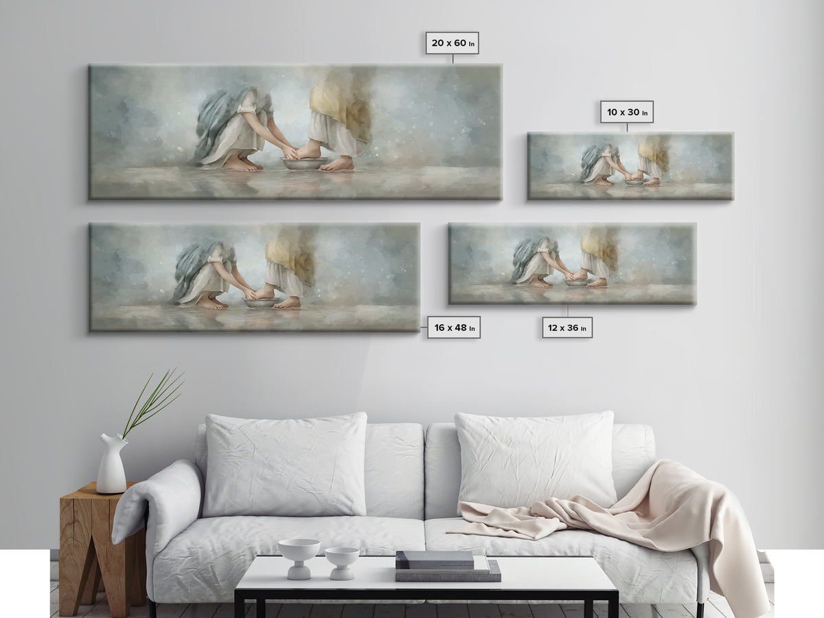 Humble Offering Light, Framed Canvas Print, Christian Wall Art, Christian Art Canvas, Panoramic Print, Jesus Painting, Christian Painting