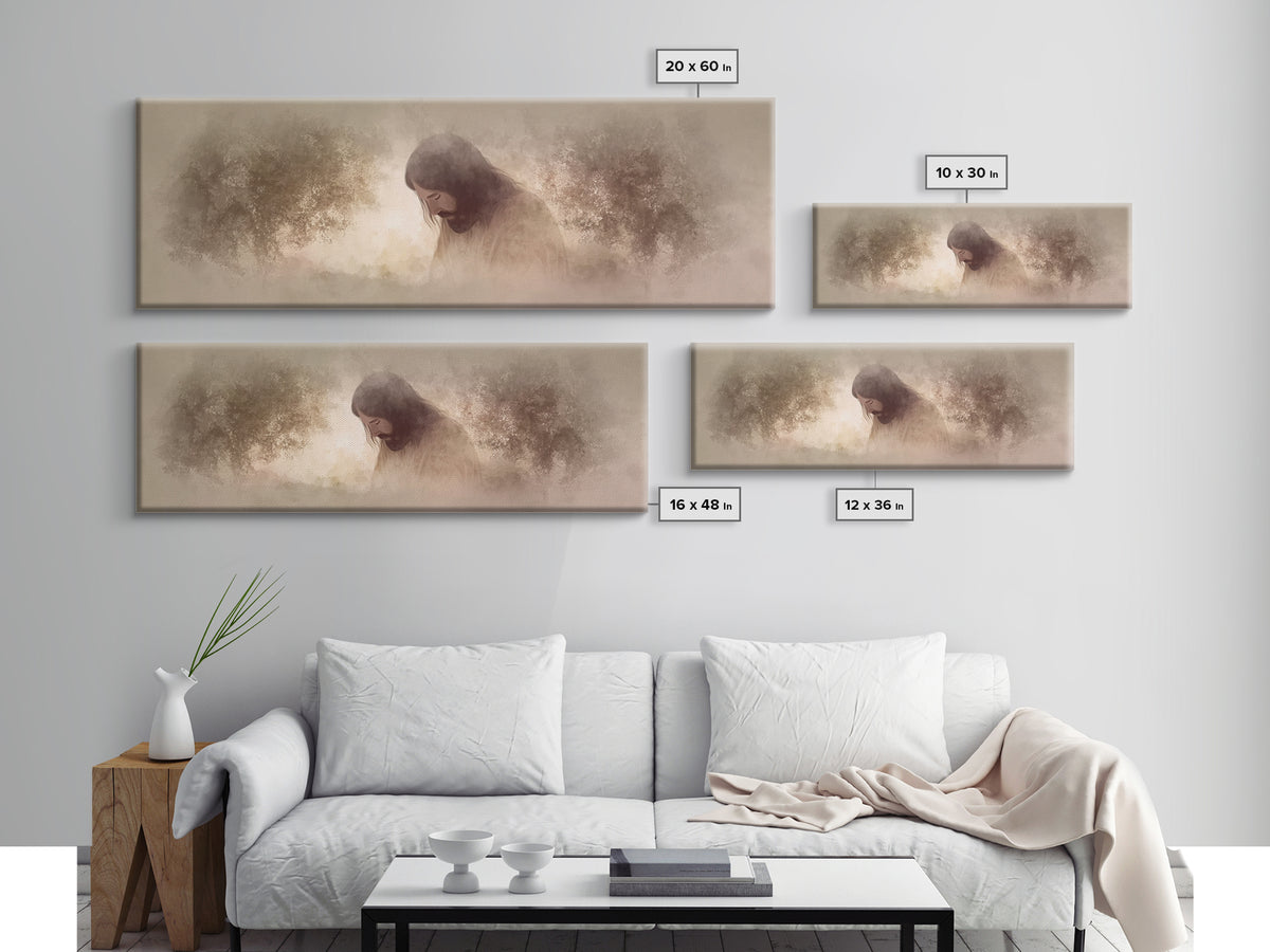 Garden Of Mercy – Framed Canvas Print – Panoramic Art – Christian Wall Art – Jesus Painting – Christian Art Canvas – Christmas Art
