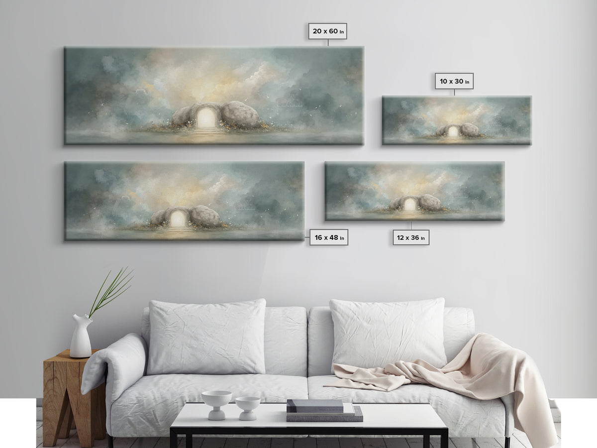 Dawn Of Hope – Framed Canvas Print – Extra Wide Art – Christian Art Canvas – Christian Painting – Christmas Art – Jesus Painting