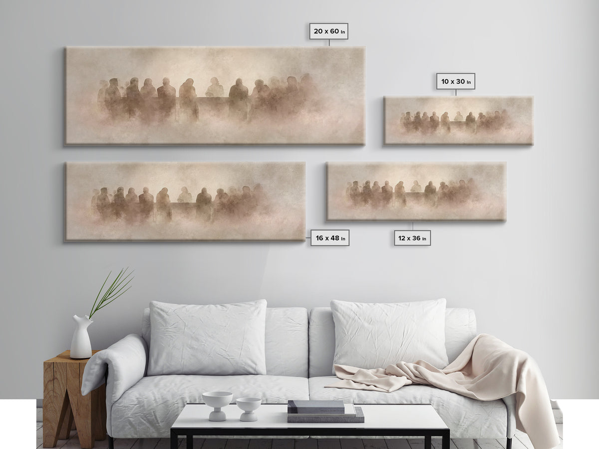 Last Supper Shadows – Framed Canvas Print – Panoramic Painting – Christian Art Canvas – Christian Wall Art – Christian Decor – Christmas Ar