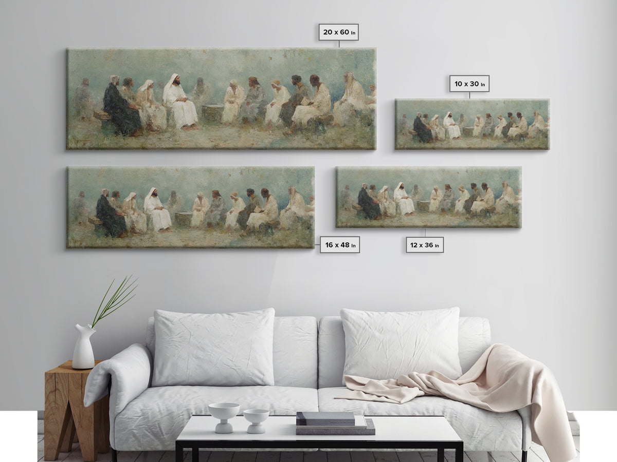 Circle Of Wisdom, Framed Canvas Print, Panoramic Art, Christian Wall Art, Jesus Painting, Christian Art Canvas, Christian Painting