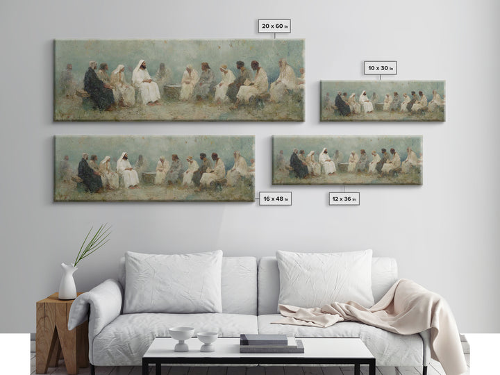 Circle Of Wisdom, Framed Canvas Print, Panoramic Art, Christian Wall Art, Jesus Painting, Christian Art Canvas, Christian Painting