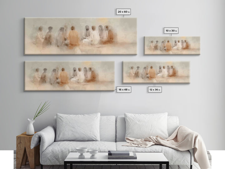 Gathered In Light – Framed Canvas Print – Panoramic Painting – Christian Art Canvas – Jesus Art Print – Christian Wall Art – Christian Deco