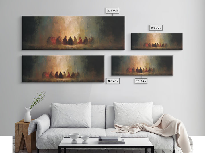 Upper Room Glow | Framed Canvas Print | Panoramic Wall Art | Christian Paintings | Jesus Canvas Art | Christian Art Work | Modern Christian