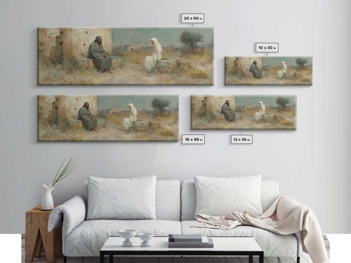 Desert Well Grace - Framed Canvas Print - Christian Wall Art - Jesus Painting - Panoramic Art - Christian Decor - Christian Art Canvas