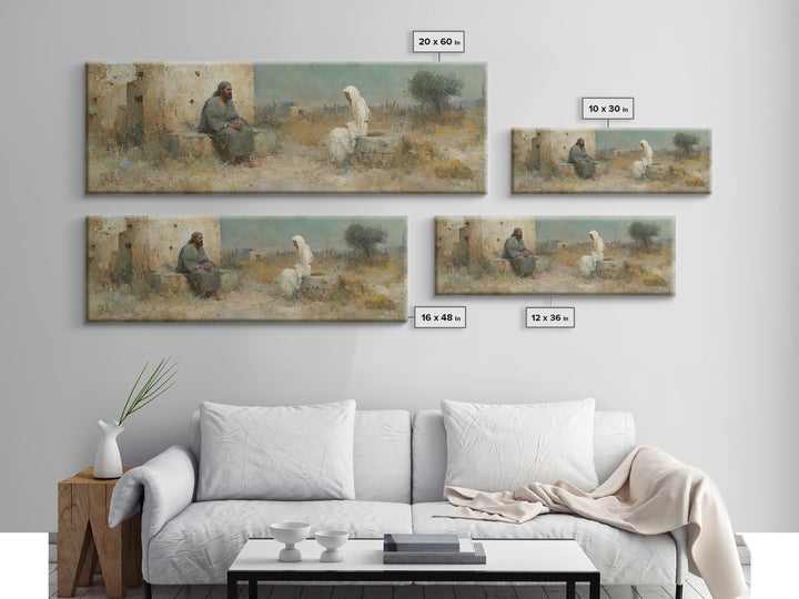 Desert Well Grace - Framed Canvas Print - Christian Wall Art - Jesus Painting - Panoramic Art - Christian Decor - Christian Art Canvas