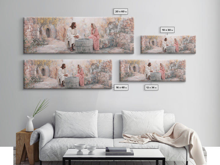 Gentle Well Light – Framed Canvas Print – Christian Art Print – Jesus Painting – Panoramic Frame – Christian Wall Art – Christian Decor