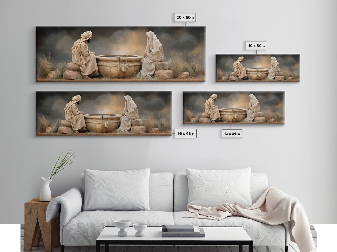 Risen Morning Peace | Framed Canvas Print | Christian Wall Art | Panoramic Wall Art | Christian Art Canvas | Jesus Painting | Christian Dec