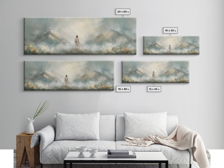 Hills of Consolation | Framed Canvas Print | Christian Wall Art | Jesus Painting | Panoramic Painting | Christian Art Canvas | Christian Ch