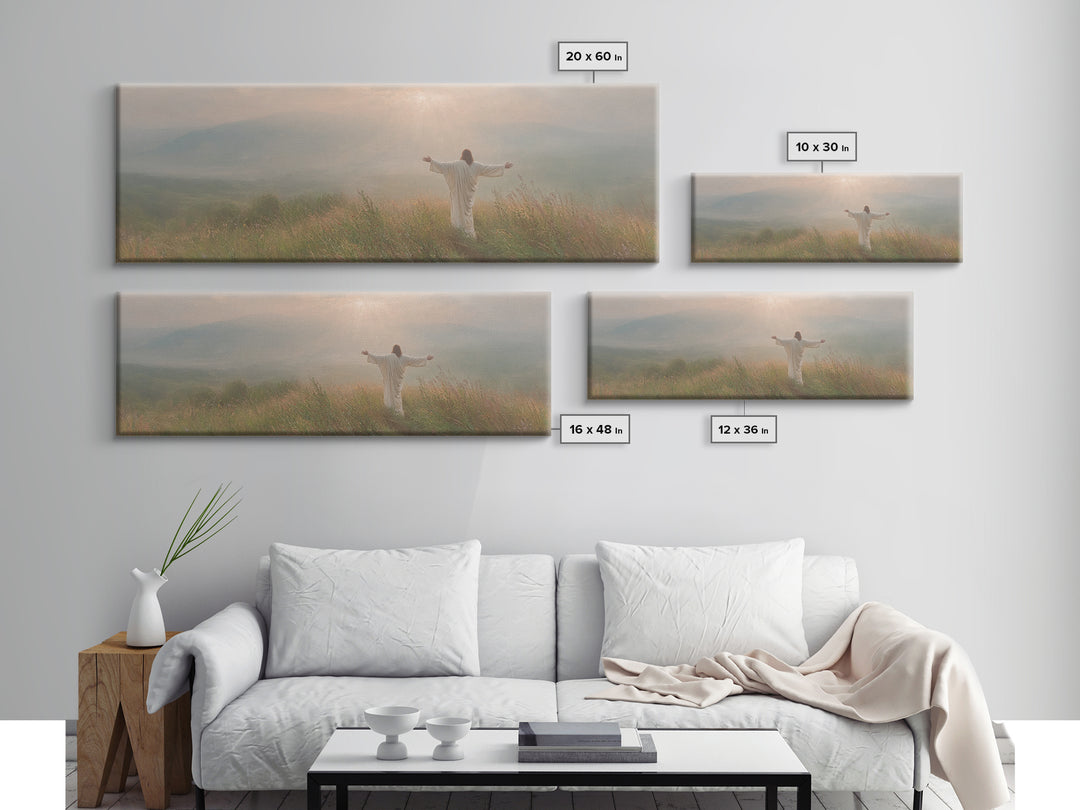 Crowned In Sunrise | Framed Canvas Print | Christian Wall Art | Jesus Painting | Panoramic Print | Christian Art Canvas | Christmas Art Wor