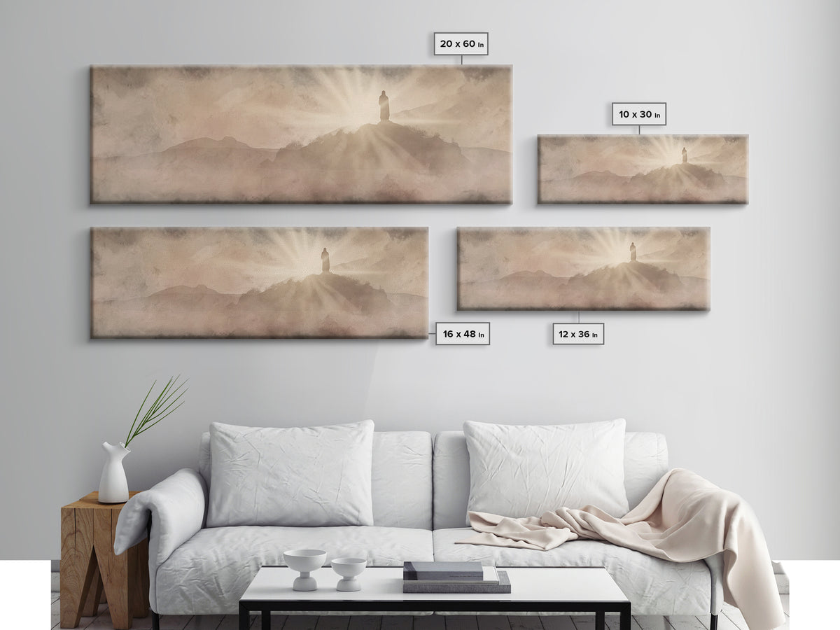 Ascension Glory – Framed Canvas Print – Christian Wall Art – Jesus Painting – Panoramic Art – Christian Art Canvas – Christian Christmas De