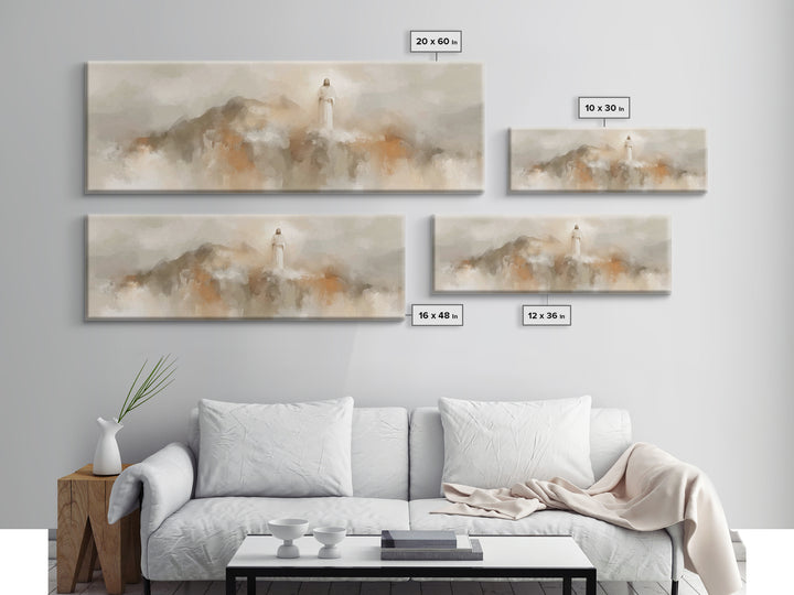 Gathered In Faith, Framed Canvas Print, Christian Wall Art, Jesus Painting, Panoramic Painting, Christian Art Canvas, Christian Art Print,