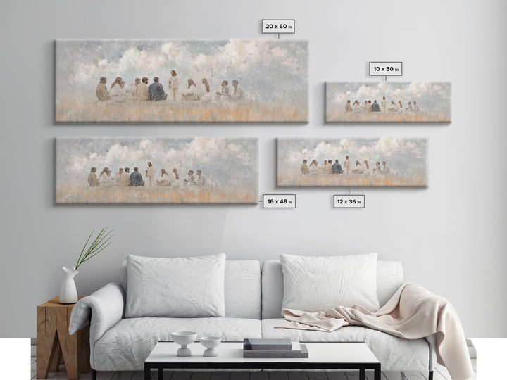 Cloudside Teaching – Framed Canvas Print – Christian Wall Art – Panoramic Art – Christian Art Canvas – Jesus Painting – Large Christian Pai