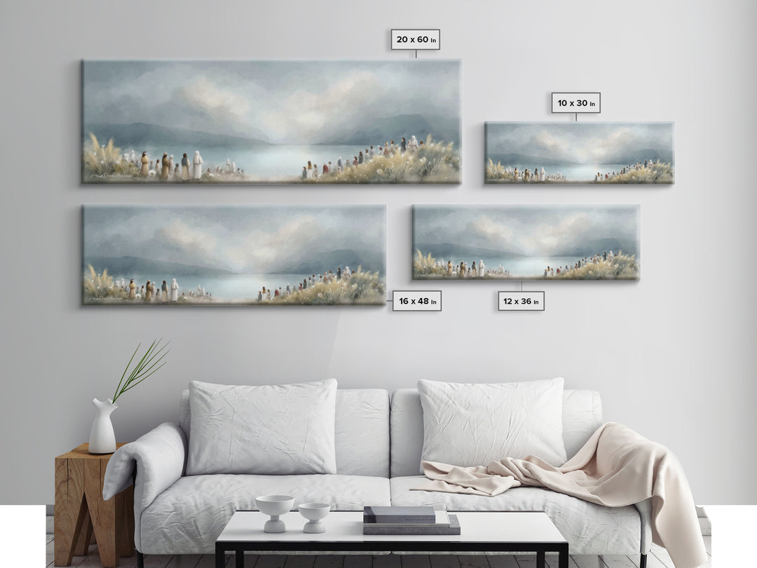 The Gathering Light – Framed Canvas Print – Christian Wall Art – Panoramic Art – Christian Art Canvas – Jesus Painting – Christian Decor
