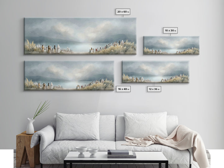 The Gathering Light – Framed Canvas Print – Christian Wall Art – Panoramic Art – Christian Art Canvas – Jesus Painting – Christian Decor