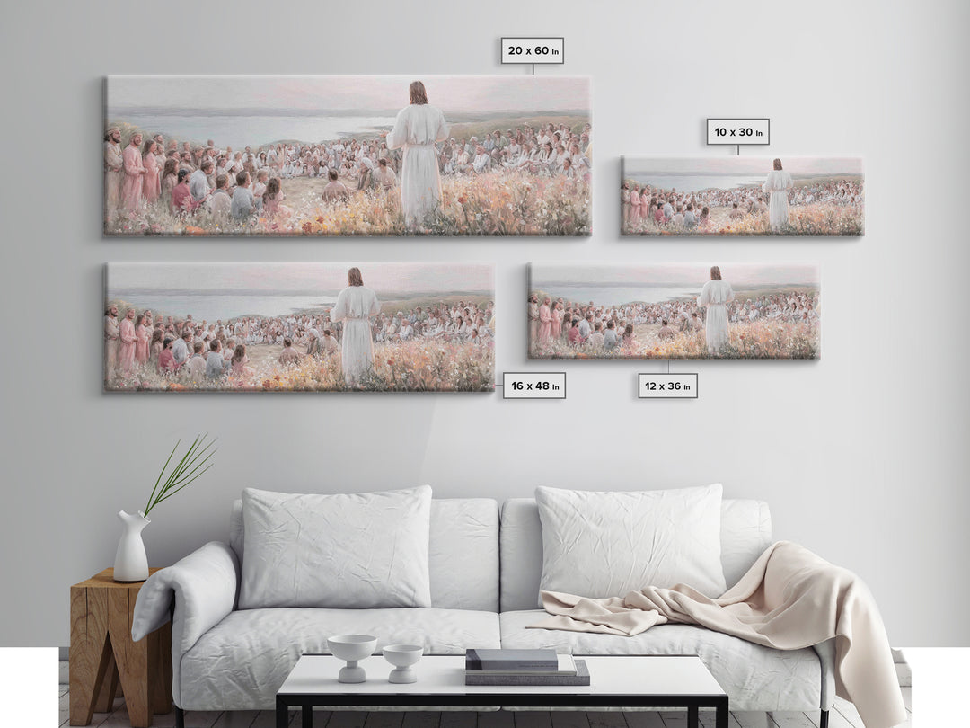 Dawn Of Mercy, Framed Canvas Print, Christian Painting, Panoramic Print, Modern Christian Art, Jesus Wall Art, Christian Christmas