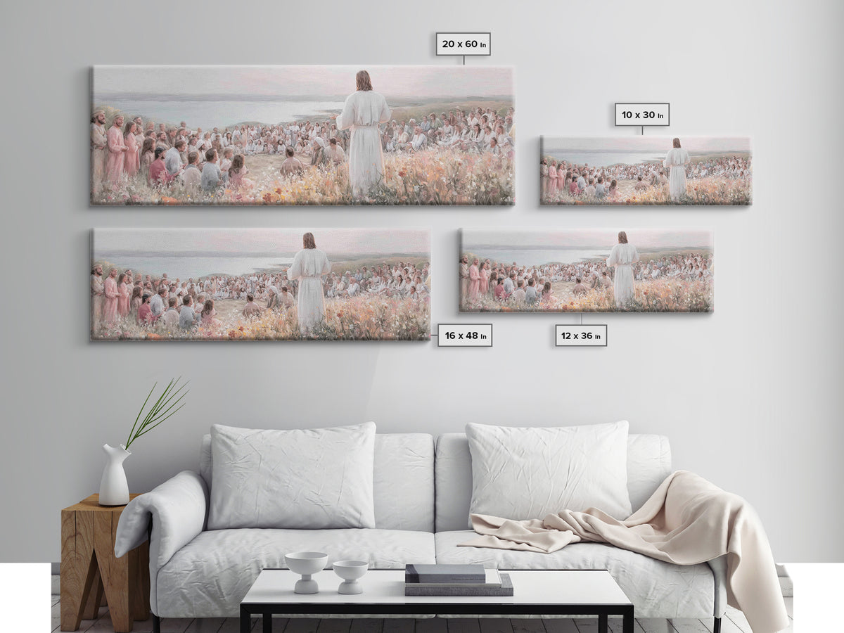 Dawn Of Mercy, Framed Canvas Print, Christian Painting, Panoramic Print, Modern Christian Art, Jesus Wall Art, Christian Christmas