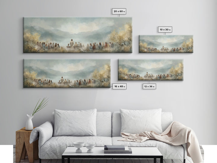 Sacred Shore Harmony | Framed Canvas Print | Christian Art Canvas | Panoramic Frame | Jesus Painting | Christian Decor | Christmas Wall Art