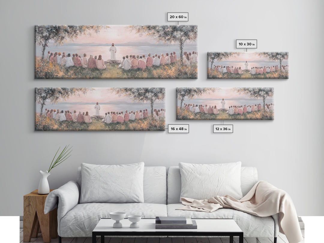 Twilight Of Blessings | Framed Canvas Print | Christian Art Work | Panoramic Art | Jesus Painting Canvas | Christian Christmas Decor | Chri