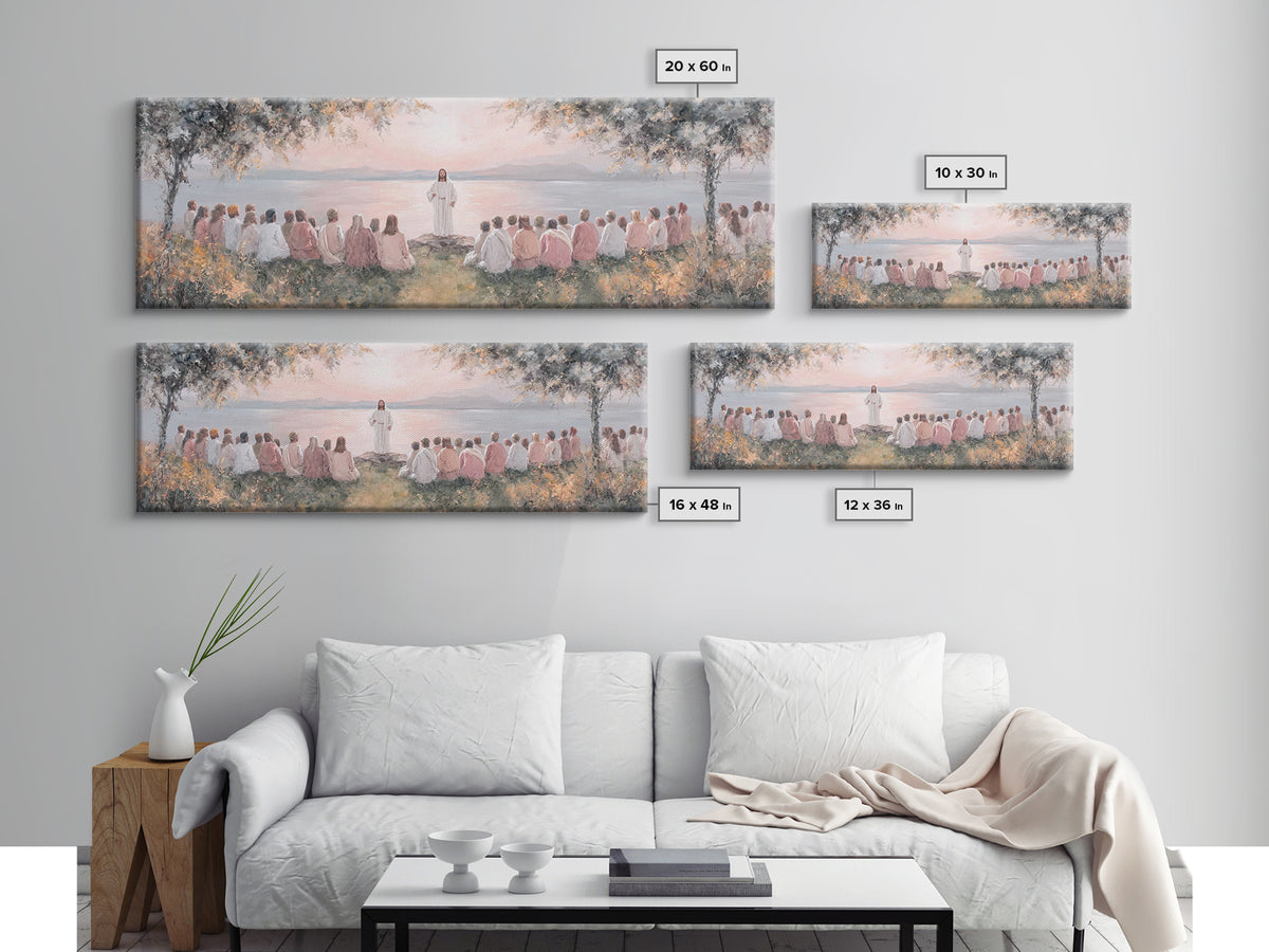 Twilight Of Blessings | Framed Canvas Print | Christian Art Work | Panoramic Art | Jesus Painting Canvas | Christian Christmas Decor | Chri