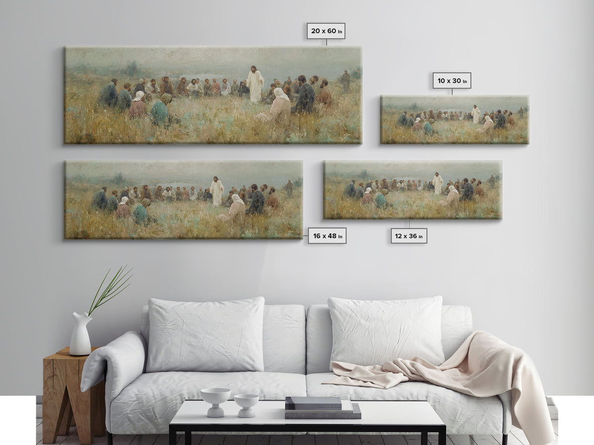 Meadow Circle Peace – Framed Canvas Print – Panoramic Art – Christian Wall Art – Jesus Painting – Christian Art Canvas – Christian Decor