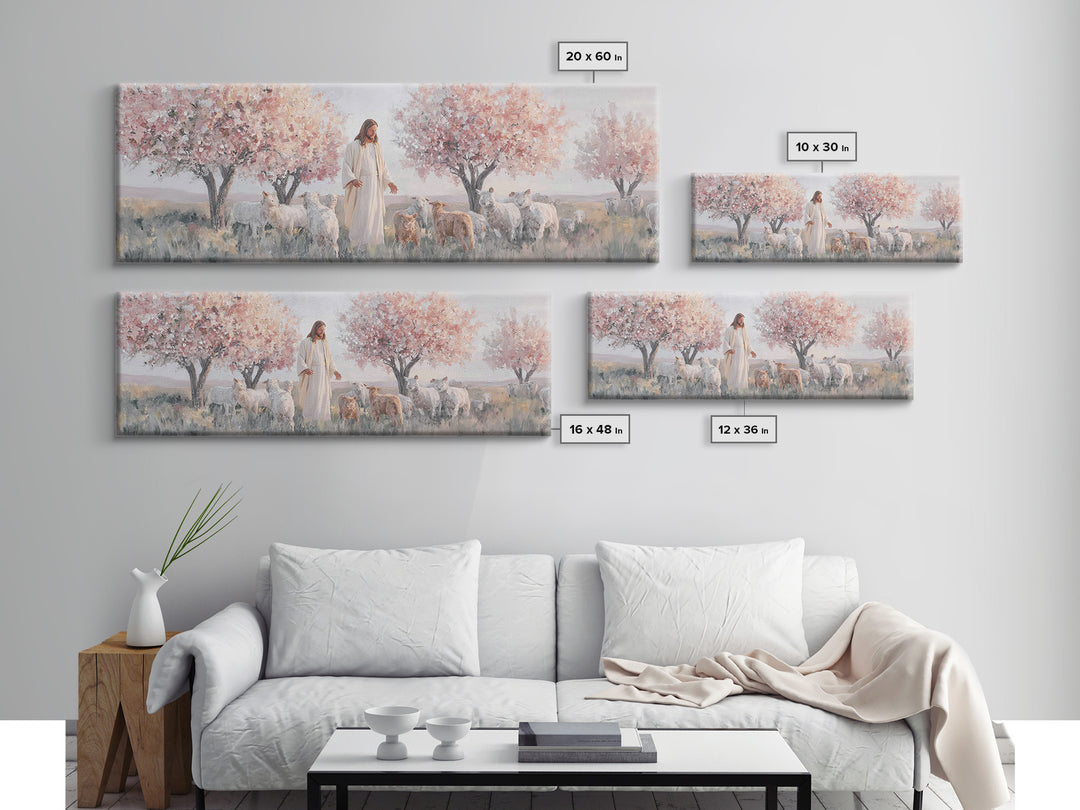 Blush Orchard Peace, Framed Canvas Print, Panoramic Painting, Christian Paintings, Jesus Canvas Art, Christian Wall Art, Christian Art Prin