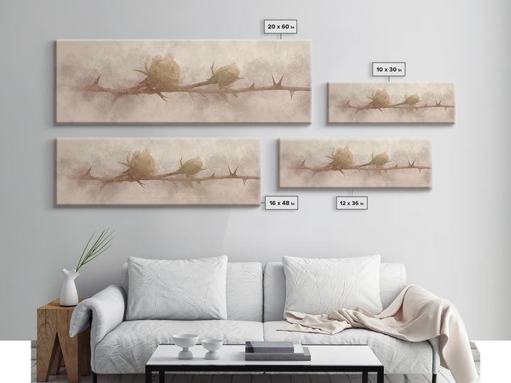 Thorned Mercy Path, Framed Canvas Print, Panoramic Wall Art, Christian Art Canvas, Christian Painting, Modern Christian Art, Christian Wall