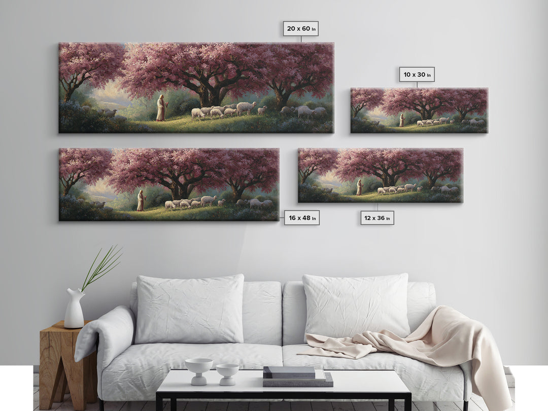 Blossoms Of Grace – Framed Canvas Print – Panoramic Art – Christian Wall Art – Jesus Painting – Christian Art Canvas – Christmas Art