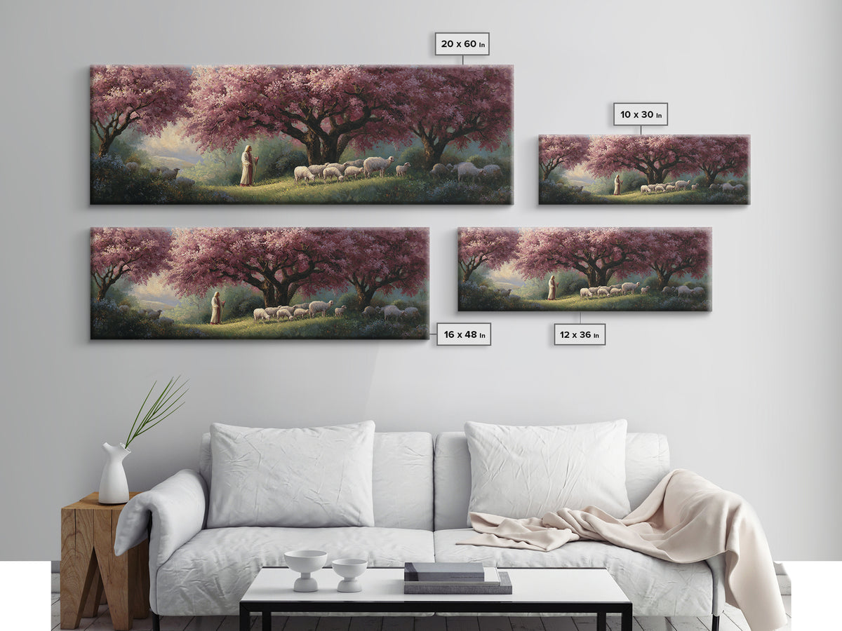 Blossoms Of Grace – Framed Canvas Print – Panoramic Art – Christian Wall Art – Jesus Painting – Christian Art Canvas – Christmas Art