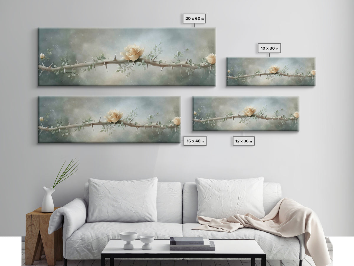 Risen Rose Light | Framed Canvas Print | Panoramic Painting | Christian Art Print | Christian Wall Art | Subtle Christian Art | Christian D