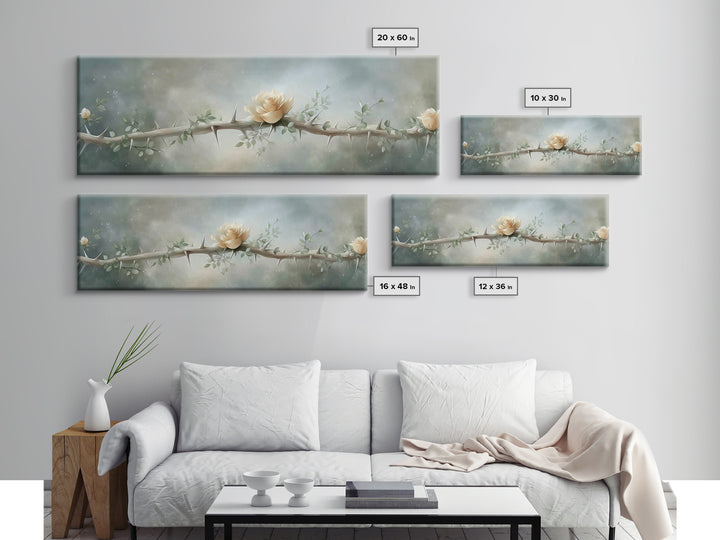 Risen Rose Light | Framed Canvas Print | Panoramic Painting | Christian Art Print | Christian Wall Art | Subtle Christian Art | Christian D