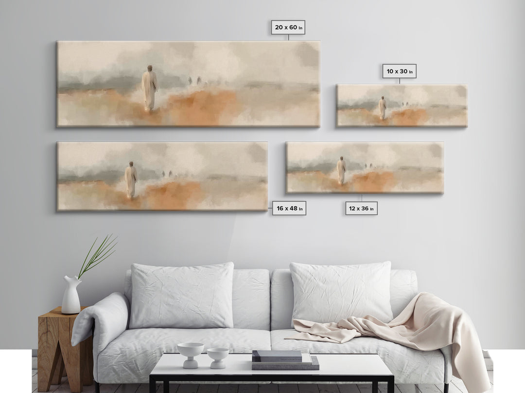 Grace In The Mist | Framed Canvas Print | Panoramic Wall Art | Christian Art Print | Jesus Painting | Christian Decorations | Christmas Art
