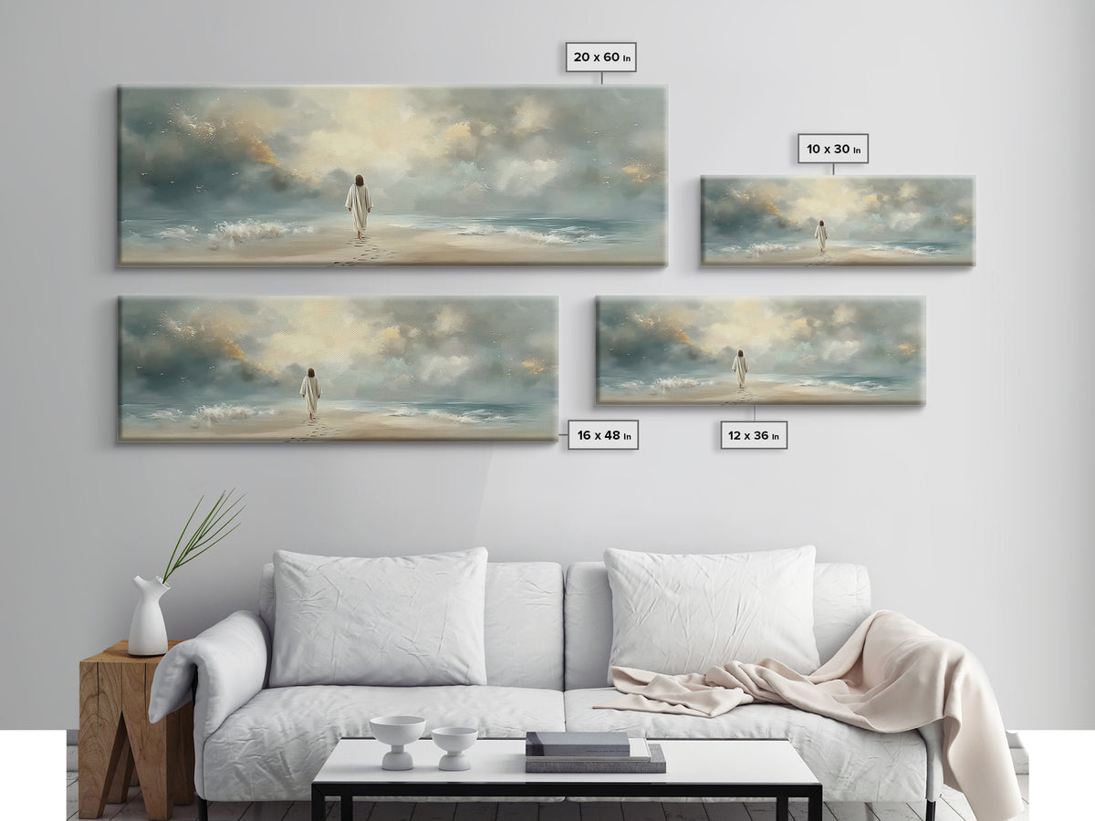 Dawn Of Mercy | Framed Canvas Print | Panoramic Frame | Christian Art Canvas | Jesus Painting | Christian Christmas Art | Christian Decor