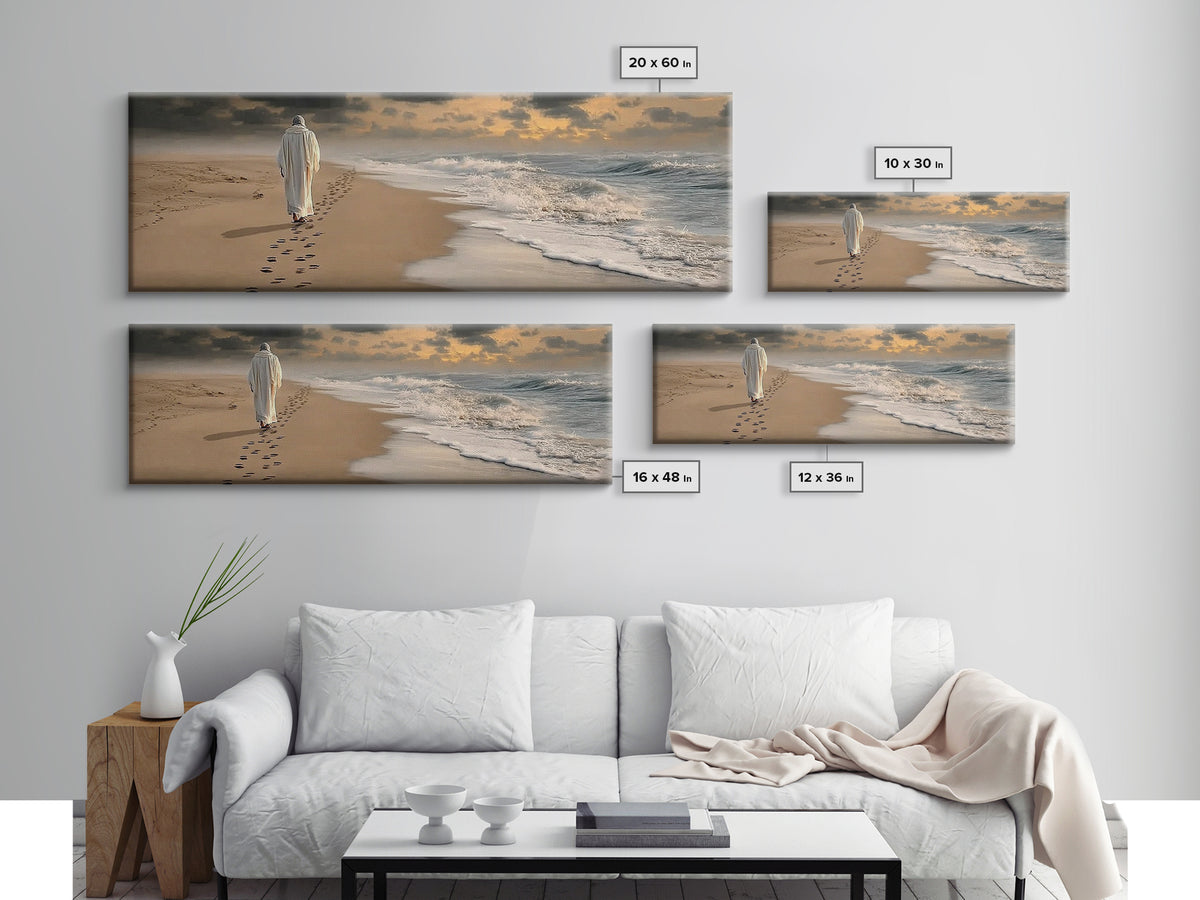 Steps Of Hope, Framed Canvas Print, Jesus Painting, Christian Wall Art, Panoramic Wall Art, Christian Art Canvas, Christmas Art