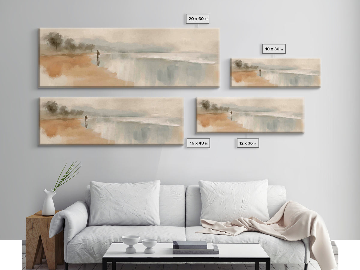 Soft Shore Peace, Framed Canvas Print, Panoramic Wall Art, Christian Art Canvas, Jesus Painting, Christian Wall Art, Christian Christmas Ar