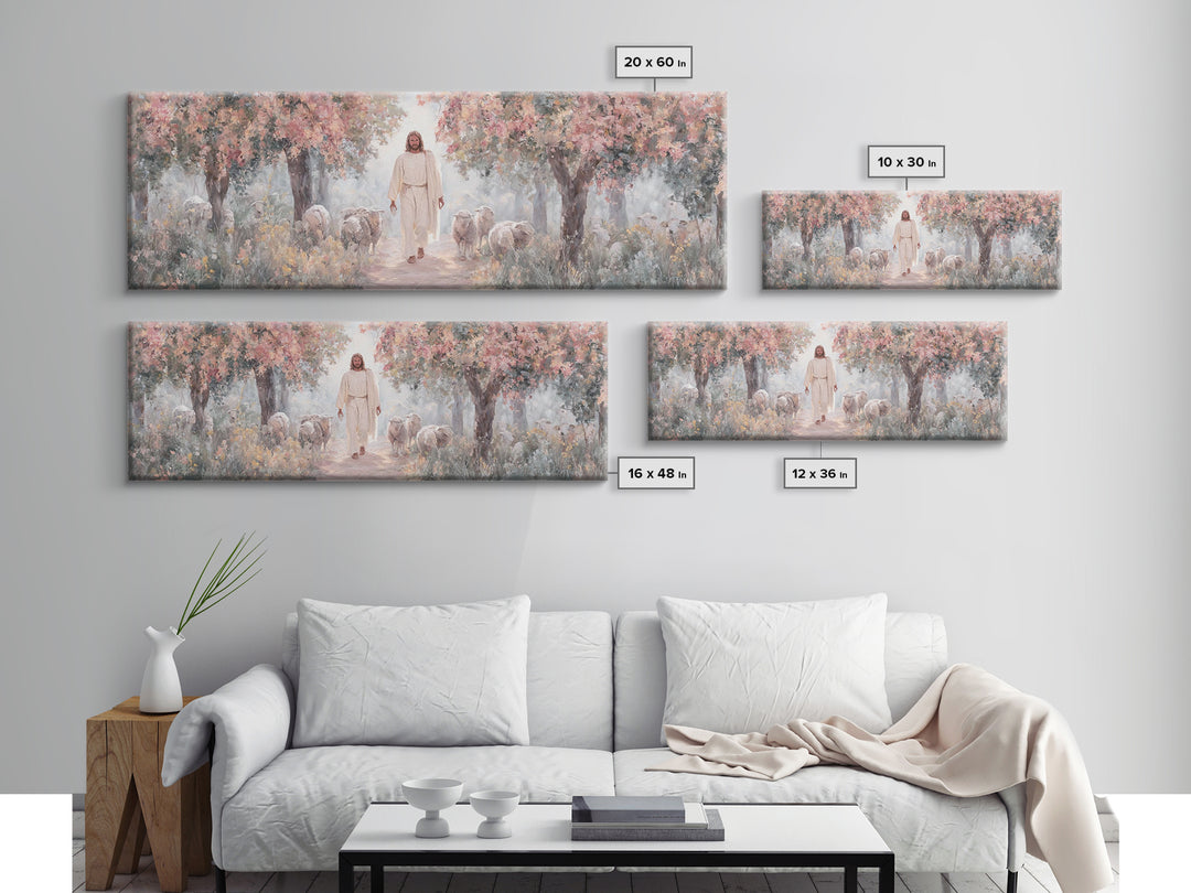 Garden Of Gentle Light | Framed Canvas Print | Panoramic Art | Christian Wall Art | Jesus Painting | Christian Art Canvas | Christmas Art