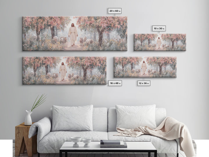 Garden Of Gentle Light | Framed Canvas Print | Panoramic Art | Christian Wall Art | Jesus Painting | Christian Art Canvas | Christmas Art