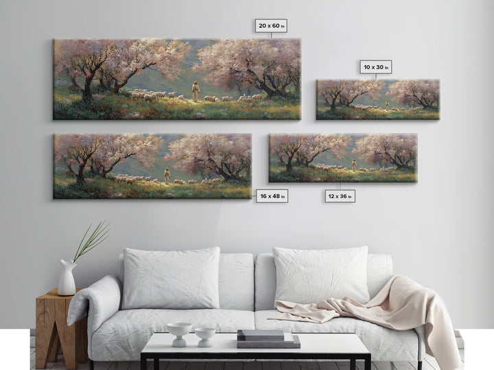 Springtime Grace, Framed Canvas Print, Panoramic Wall Art, Jesus Painting, Christian Wall Art, Christian Art Canvas, Christmas Art