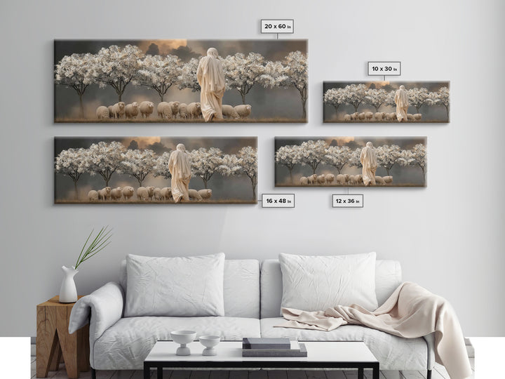 Twilight Orchard Calling | Framed Canvas Print | Panoramic Print | Christian Art Canvas | Christian Wall Art | Jesus Painting | Christmas A