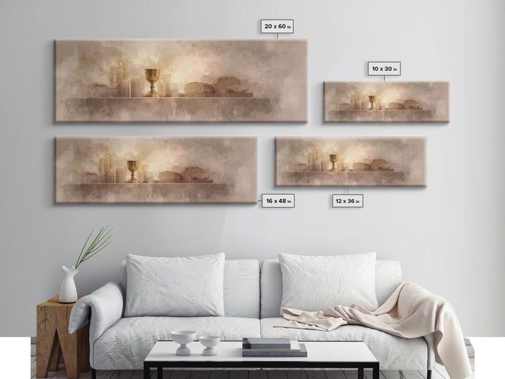 Holy Feast Glow | Framed Canvas Print | Panoramic Print | Christian Wall Art | Christian Art Canvas | Christmas Art | Modern Christian Art