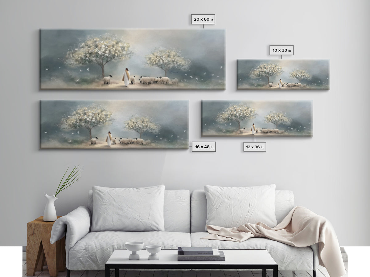 Blossoms Of Grace – Framed Canvas Print – Christian Art Canvas – Jesus Christmas Art – Panoramic Wall Art – Christian Wall Art – Christmas