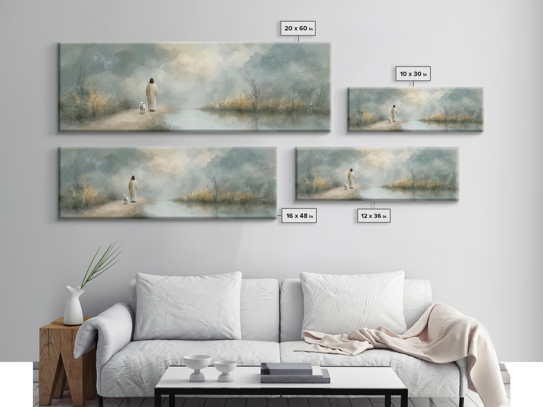 Starry Fields Promise | Framed Canvas Print | Christian Art Canvas | Jesus Painting | Panoramic Frame | Christian Wall Art | Christmas Art