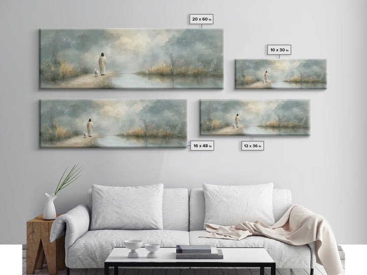 Starry Fields Promise | Framed Canvas Print | Christian Art Canvas | Jesus Painting | Panoramic Frame | Christian Wall Art | Christmas Art