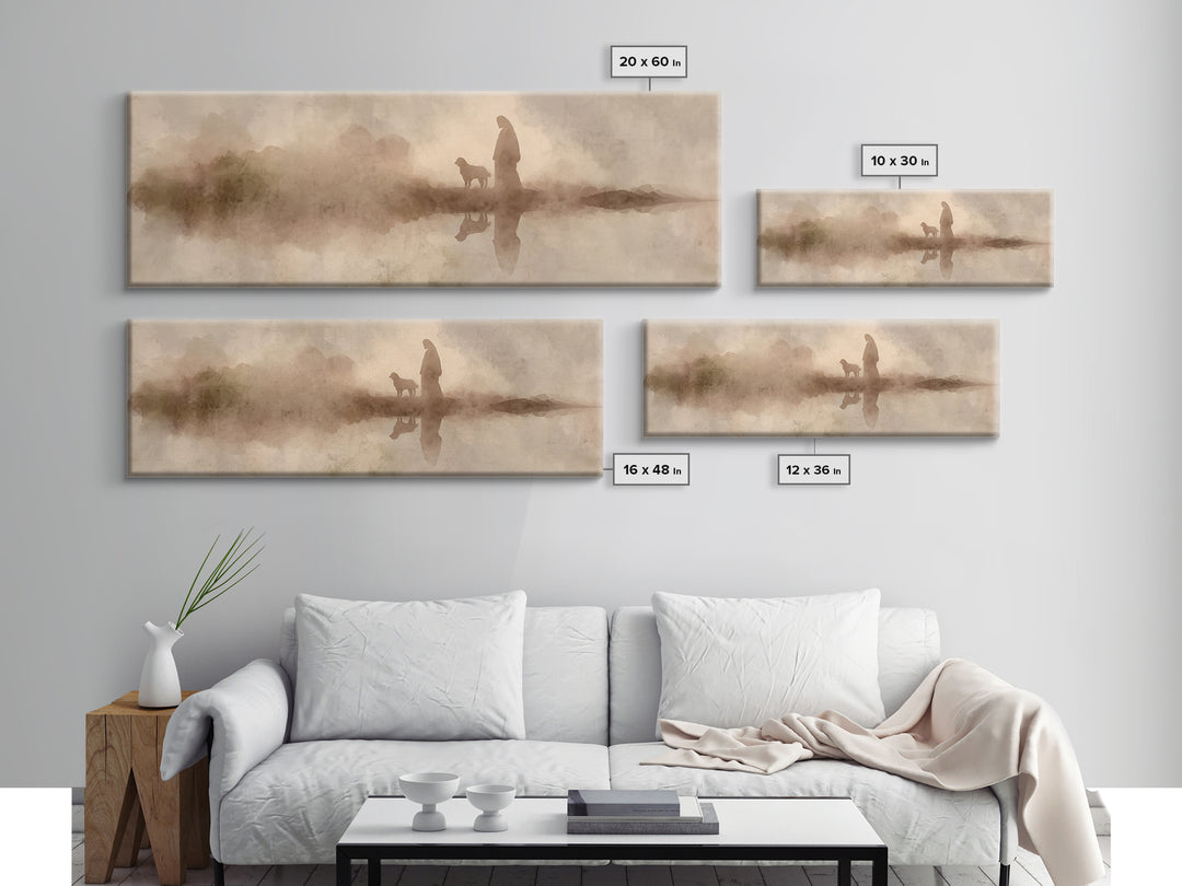 Desert Light Walk – Framed Canvas Print – Christian Wall Art – Panoramic Painting – Jesus Art Canvas – Christian Art Print – Christmas Wall