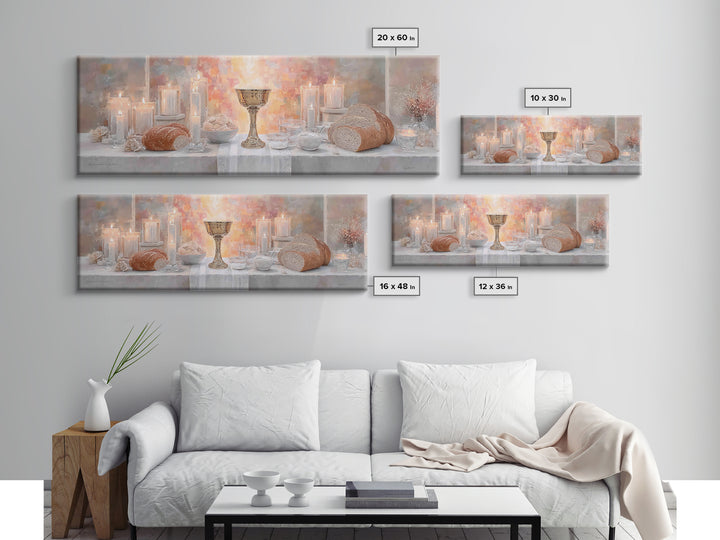 Light Of Communion – Framed Canvas Print – Panoramic Painting – Christian Art Print – Christian Wall Art – Minimalist Christian Art – Chris